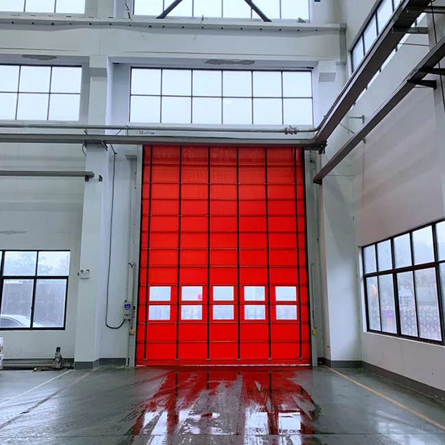 SEPPES pvc rapid roller door hot selling high speed stacking door big transparent window high speed door with radar