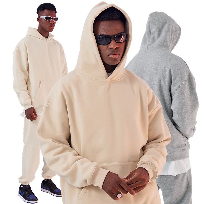 Custom Design Logo Blank Essential Long Sleeve Knit Pullover Heavyweight Hoodie Clothing Sweatshirt For Men