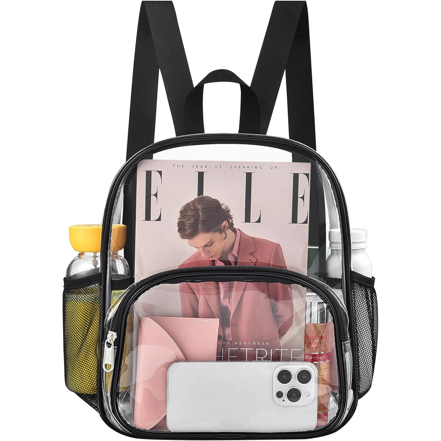 Clear Backpack for School Events Clear Mini Backpack 12x12x6 with Front Pocket for Concert Sport Events Work Travel