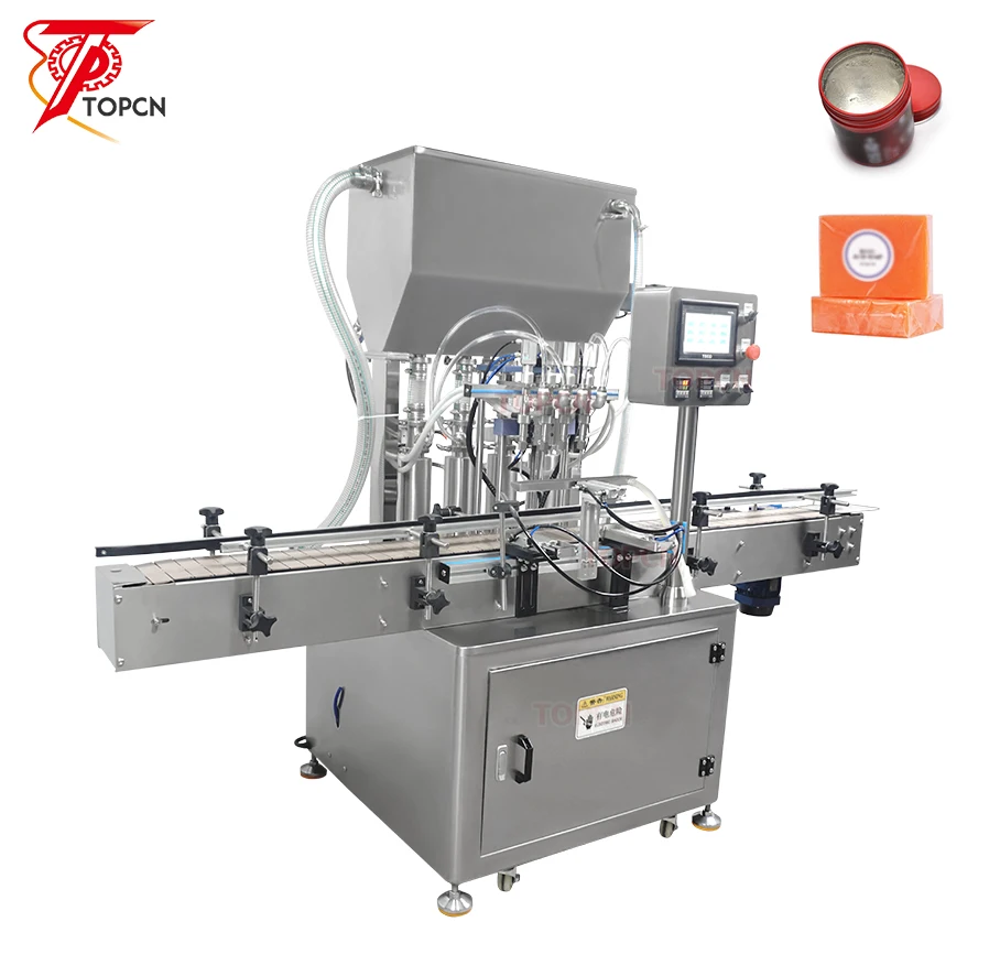 4 головки автоматические косметический крем масло семян Ши нагрева перемешивание заварной крем высоковязкий простой банку пасты разливочная машина для бутылок