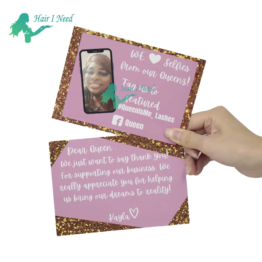 luxury personalized Custom logo Thank You paper Card for hair extension business