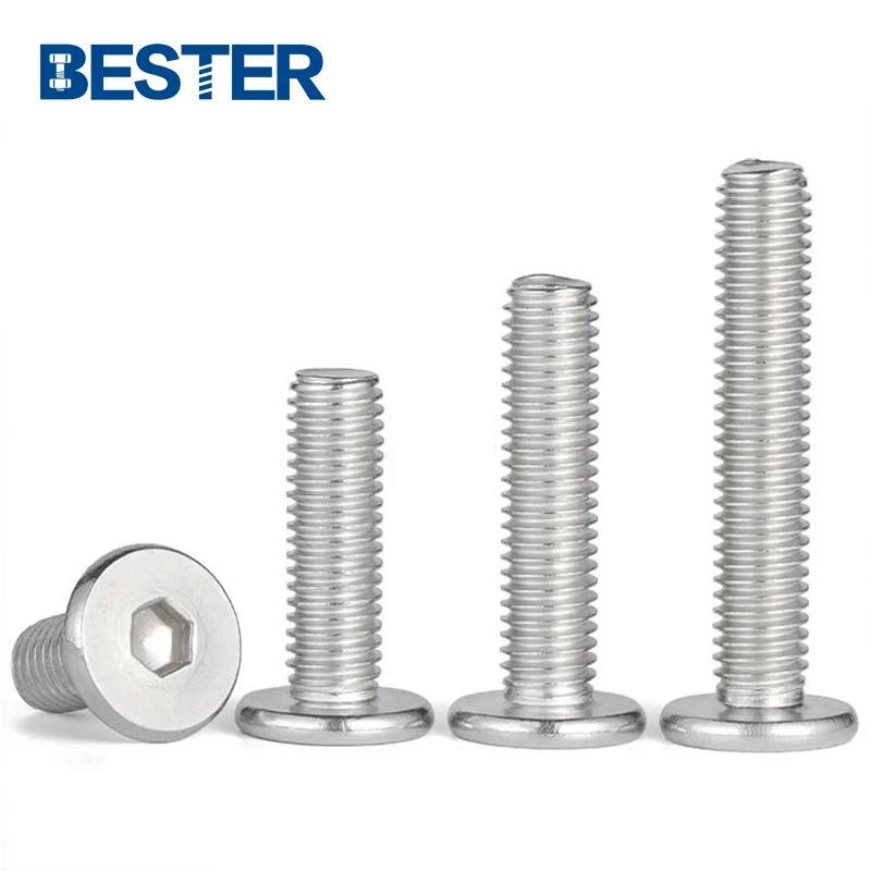 Din6912 Stainless Steel hex ultra-thin oblique edge flat corner chamfer round head furniture wafer socket screw