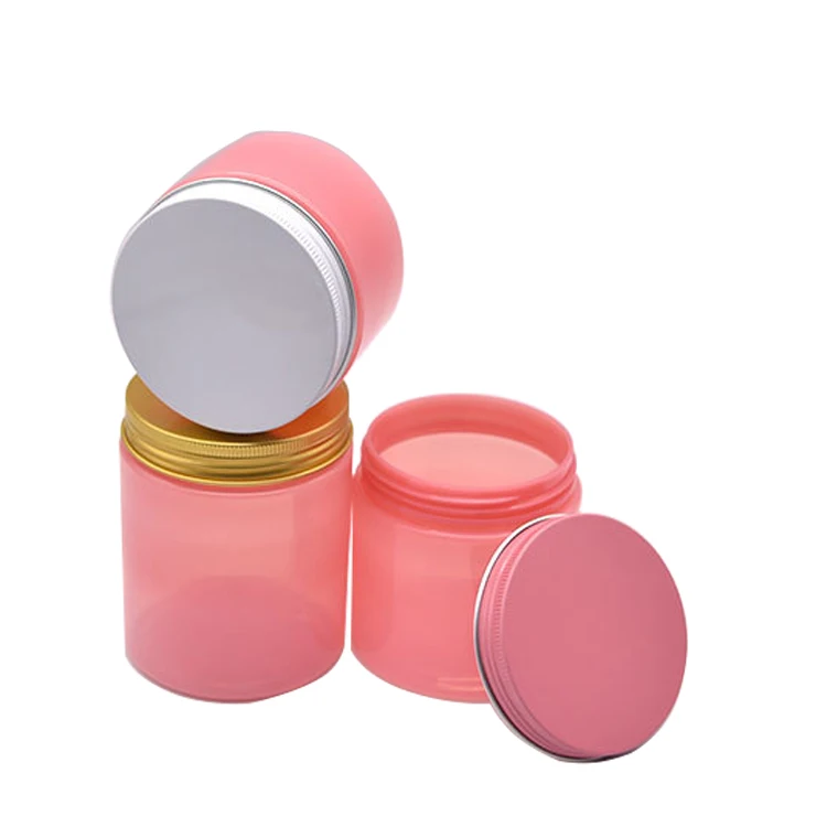 In stock 100ml 150ml 200ml 250ml Cosmetic Packaging clear container and Colorful jars gold Plastic pet pink Jar with lids