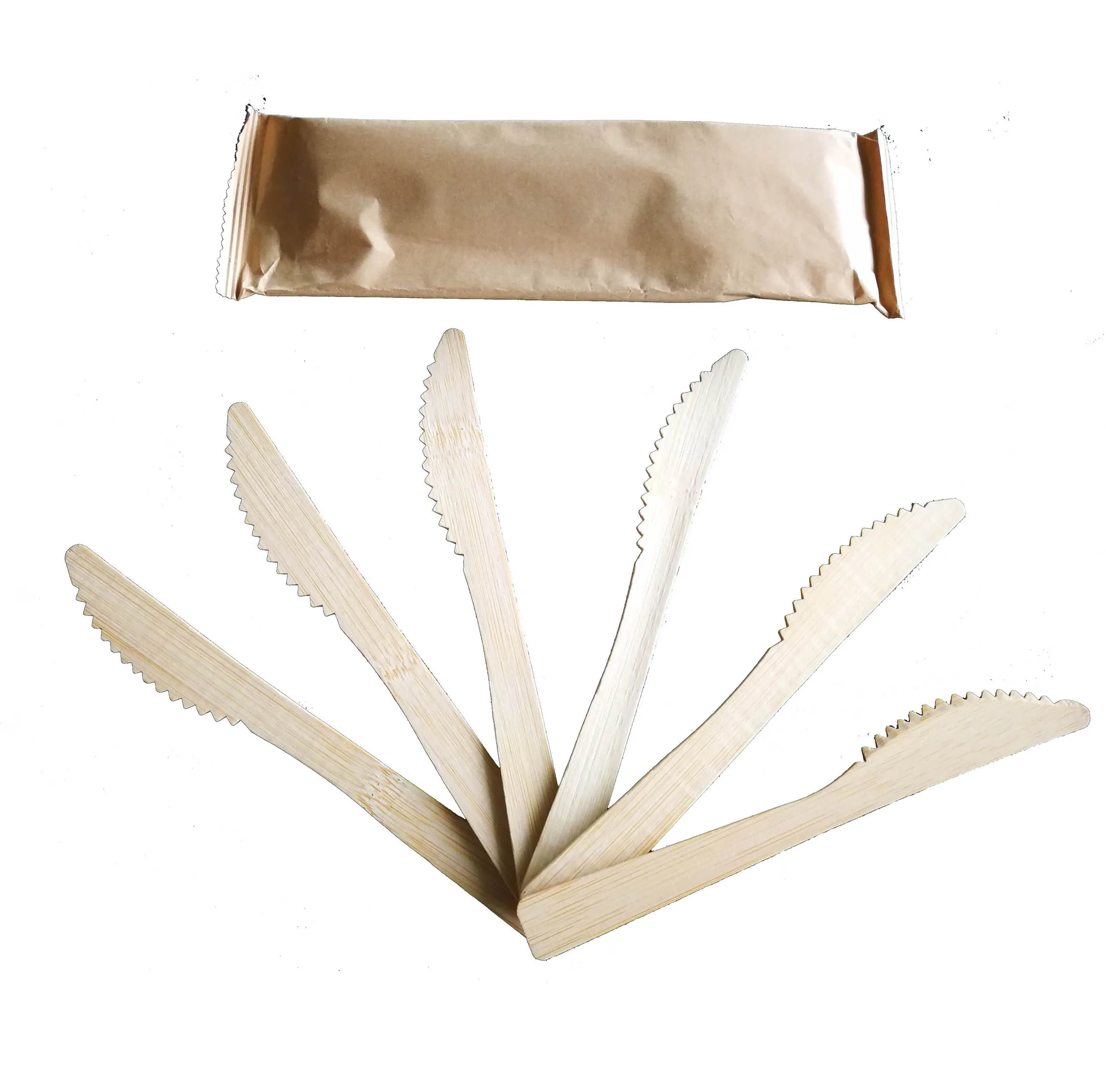 Bamboo knife set in 6 pack disposable cutlery biodegradable quality knife set at wholesale price