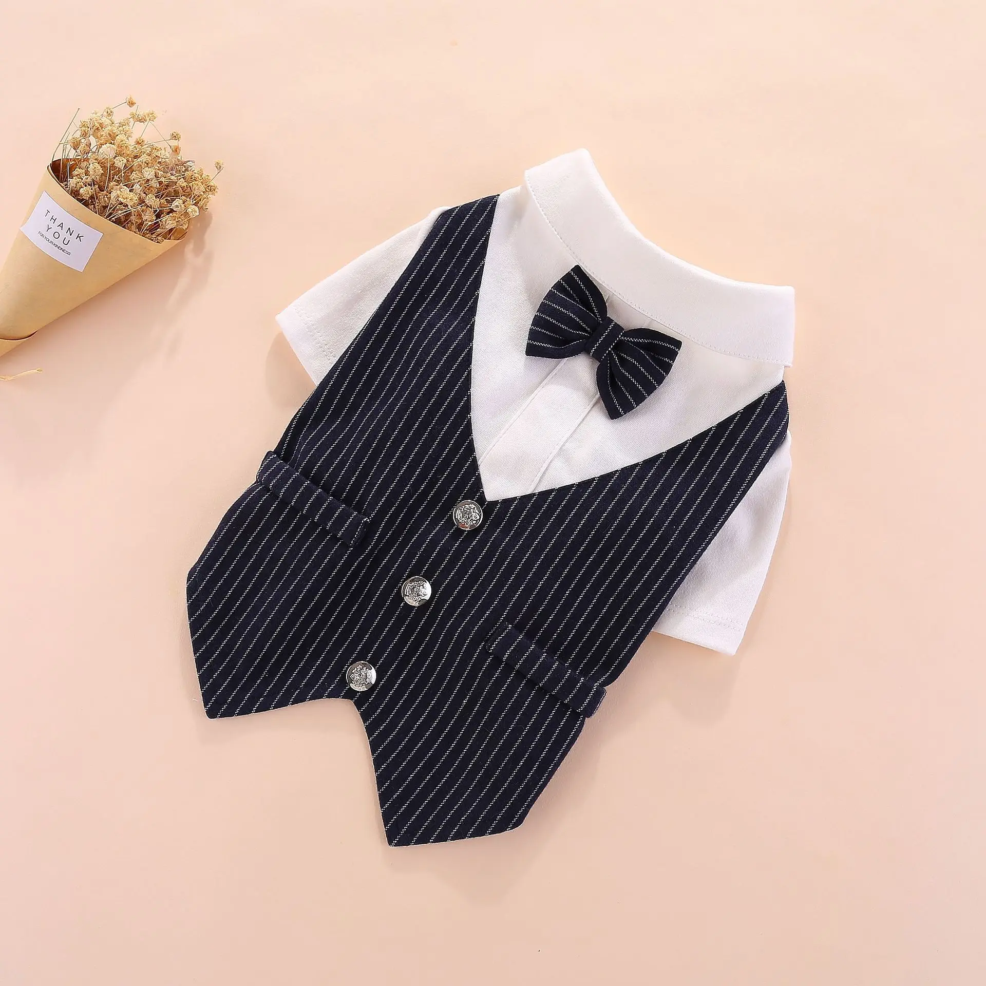 Fashion Gentleman Dog clothing Wedding Dress Formal shirt bow tie tuxedo Pet clothing set suitable for dogs