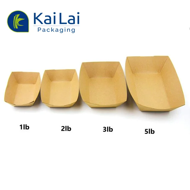 Recyclable Wholesale Food Paper Tray Chips Box Disposable Custom Print Paper Food Boat Tray French Fires Boat Container