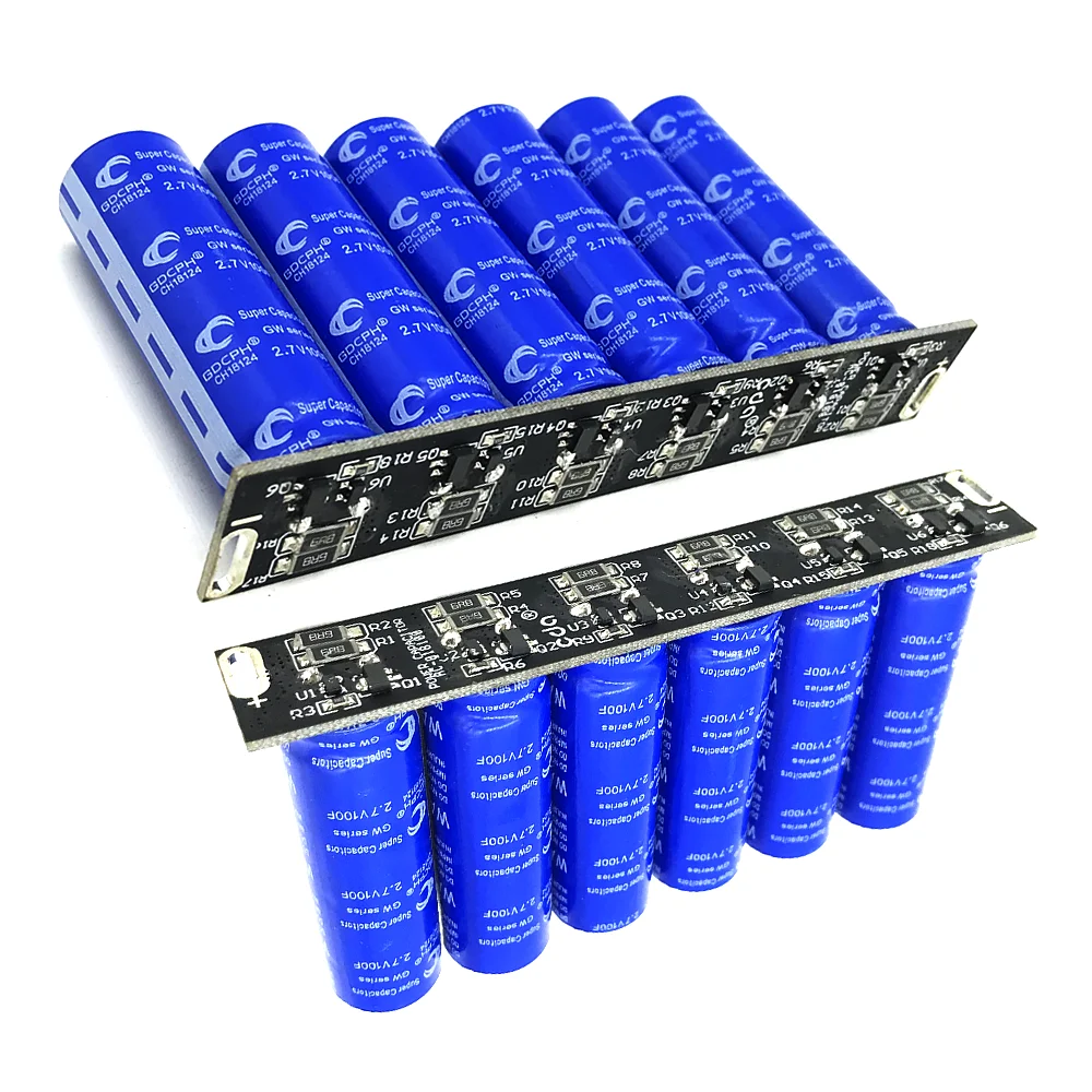 6PCS Super Capacitors Farad Capacitor Modules 16V16.6F SuperCapacitors With One Protection Board UltraCapacitor 2.7V 100F