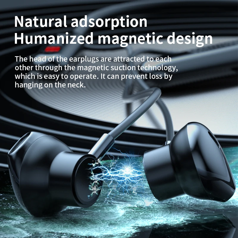 Hot selling type-c charging large battery capacity digital display bt necklace headset sport hanging neck earphone