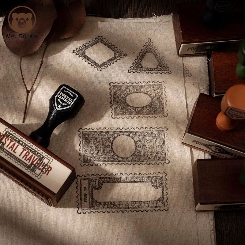 Ephemera Retro Wooden Handle Seals Postal Traveler Vintage Wood Rubber Stamps DIY Planner Handmade Decorative Scrapbooking
