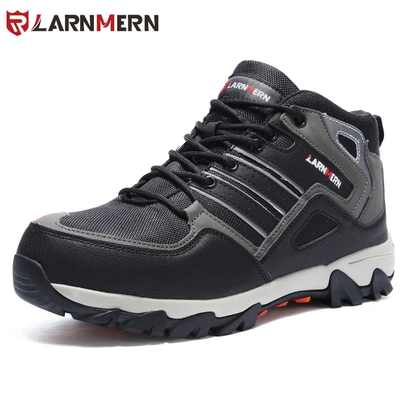 LARNMERN Men Reflective Safety Boots Steel Toe Work Boots Comfortable Hiking Boots