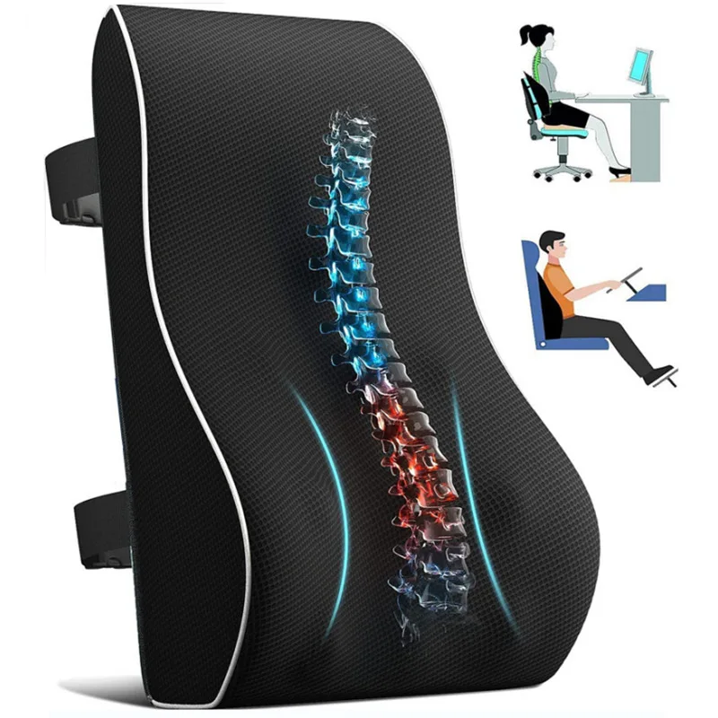Lumbar Support Pillow Adjustable Memory Foam Back Cushion Ergonomic Orthopedic Back Support Pillow for Car Recliner