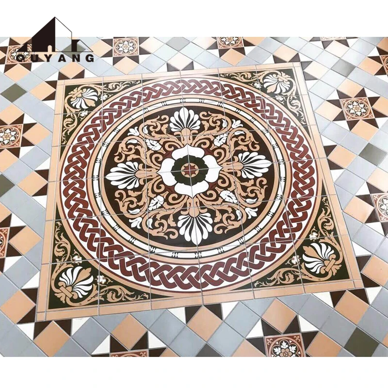 QUYANG Factory Price Wholesale Church Decorative Natural Stone Waterjet Home Decor Marble Mosaic Tiles