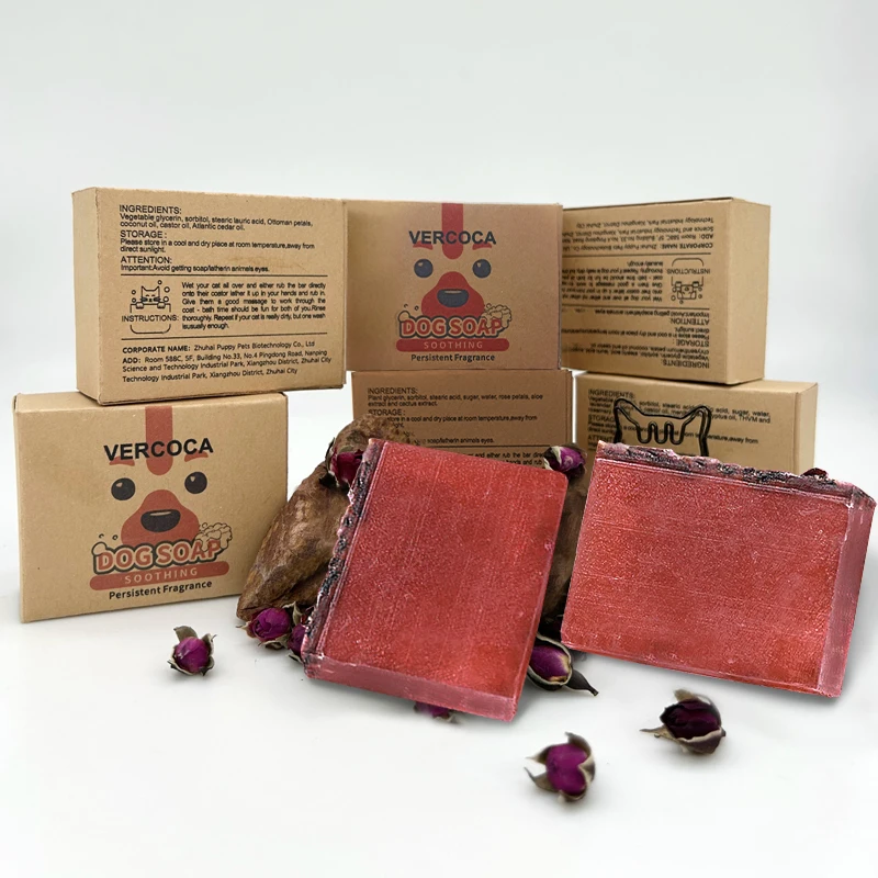 Natural Medicated Private Label Rose Oil  Pet Dog Grooming Shampoo Bar Soap for Dogs