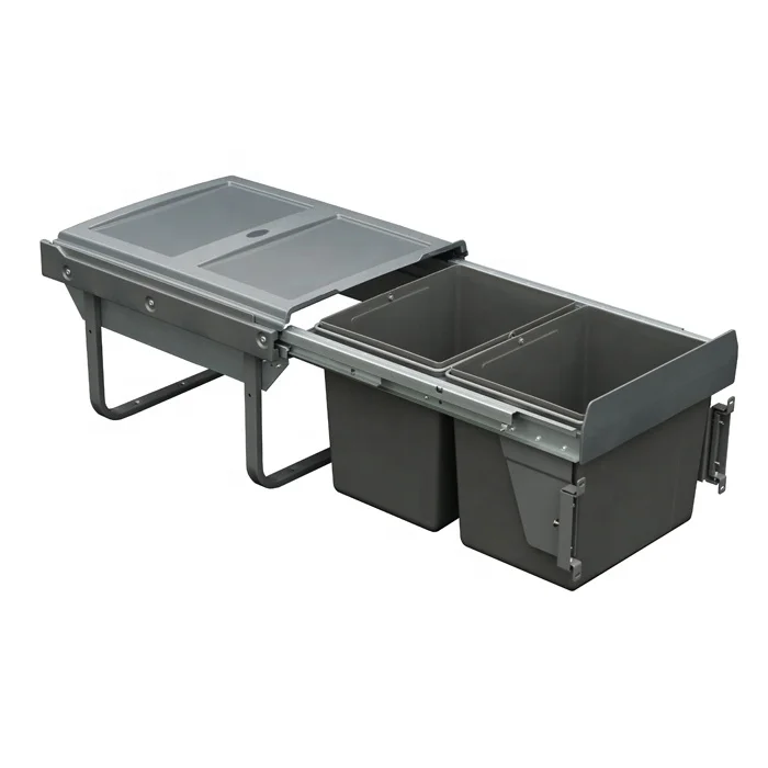 kitchen cabinet classification organizer built in sliding waste bin with soft close slide pull out ash bin