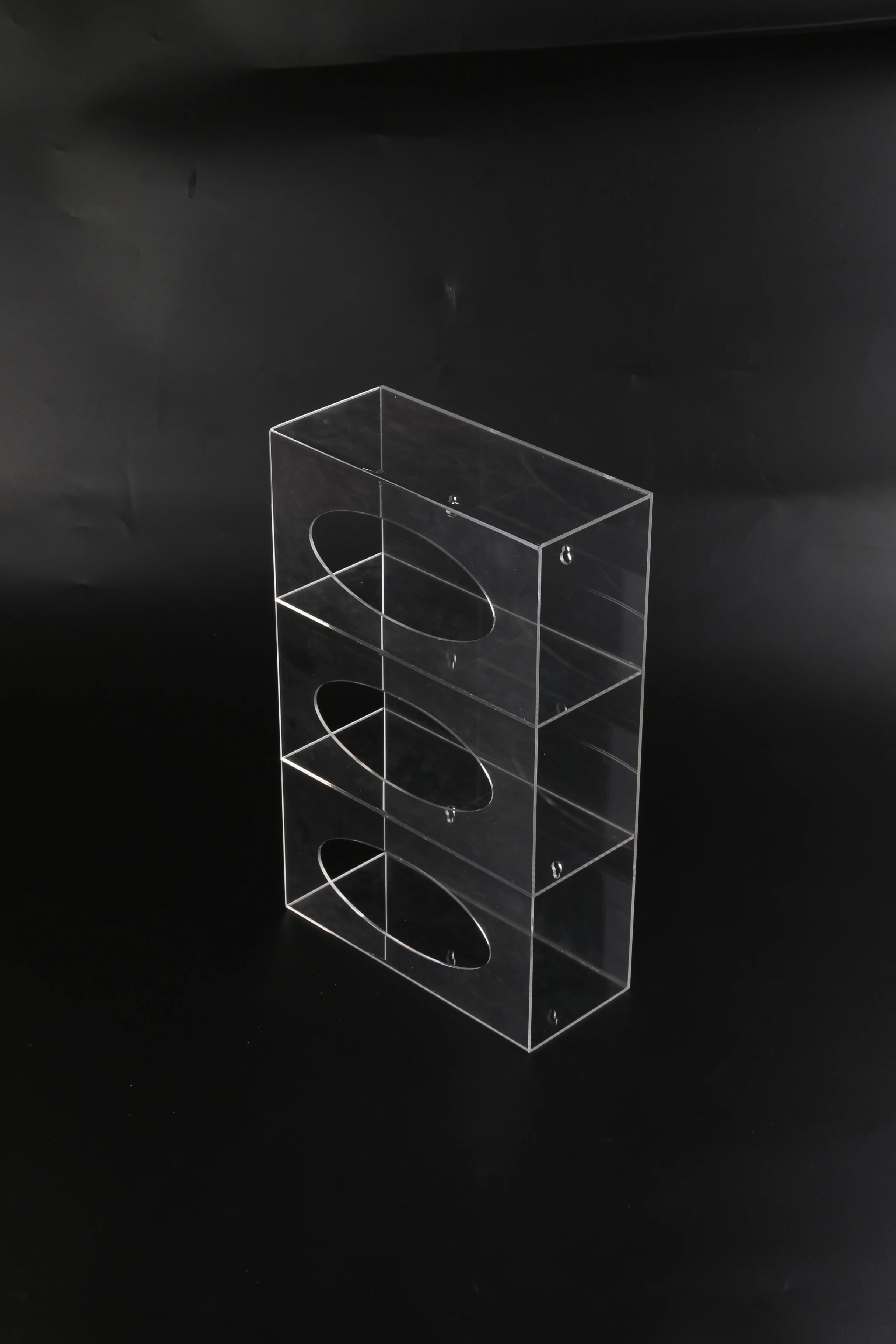 3Mm Clear Side Load Vertical Acrylic Glove Container 10.25W*4D*16H Inches Triple Latex Nitrile Glove Box Holder