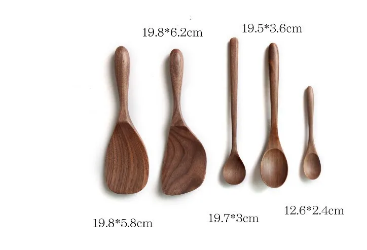 Natural black walnut tableware solid wooden rice spoon