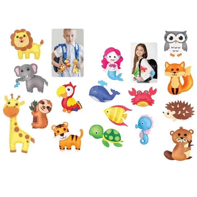 Wholesale DIY Felt Sewing Art Crafts Kits Woodland Forest Creature Plush Animal Shape for Kids Best Educational Toy Gift