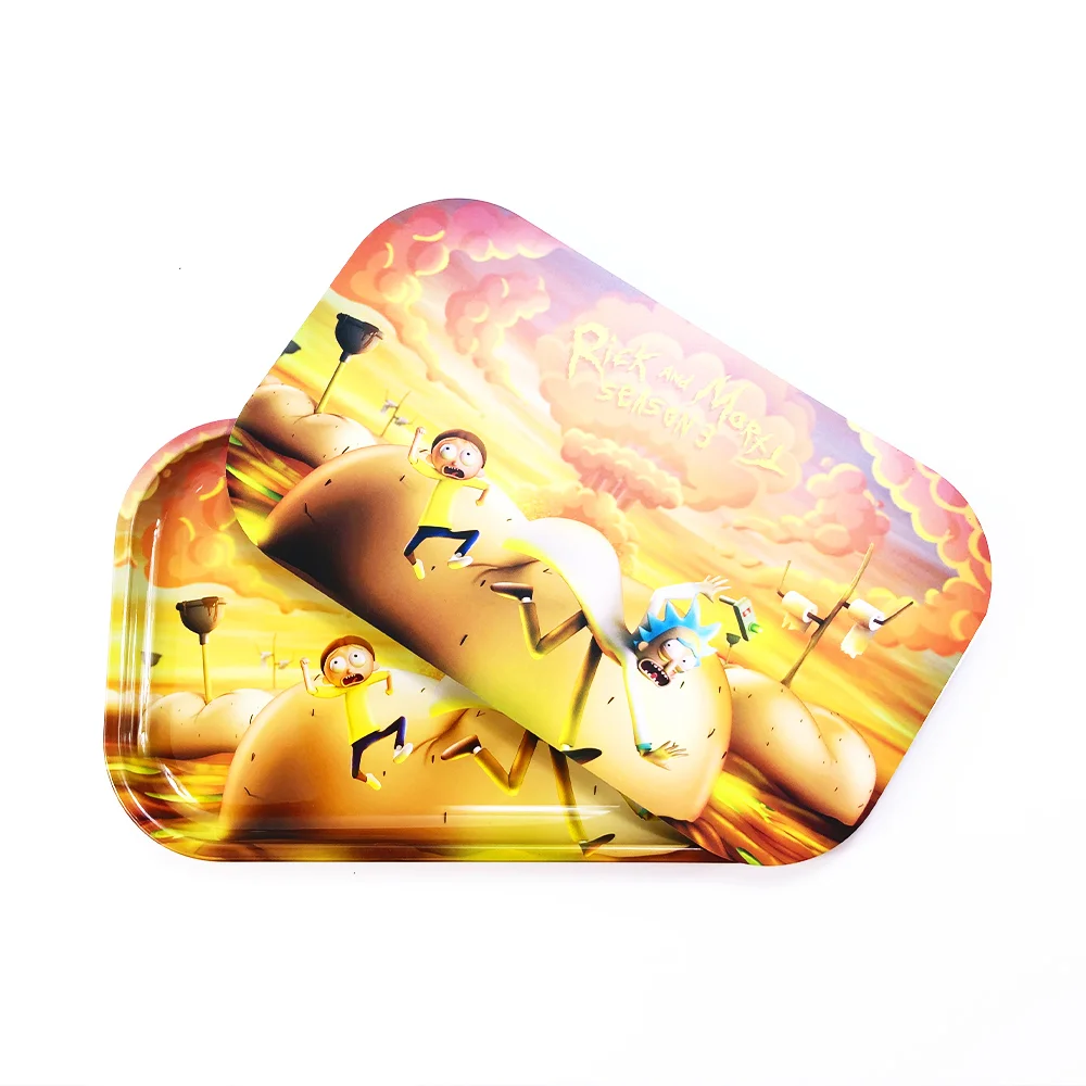 Wholesale Custom Logo Smoke Metal Herb Tray Custom Rolling Tray high quality tin Serving Tray with Magnetic Lid