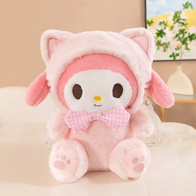 Cure Kuromi Plush Toy Transformed into Cat Plush Doll Kitty Rag Doll Birthday Gift for Children and Girls