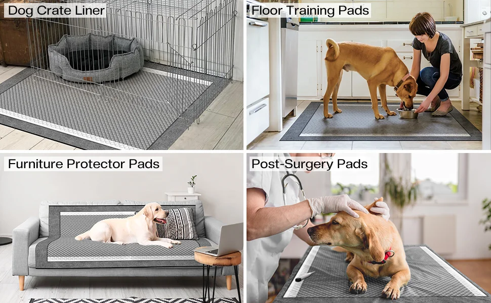 SN pet pad bamboo carbon pee pads for dogs puppy mat leak proof disposable absorbent pet training pads 5 layers with glue back