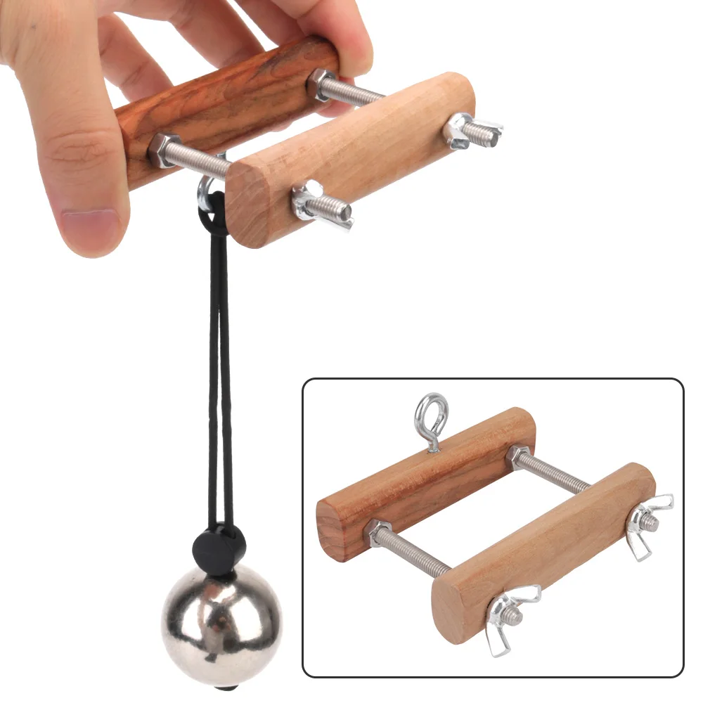 Male Penis Training Testicle Crusher Stretcher Metal Ball Penis Rings Clamp Scrotum Pendant Ball Wooden Male Sex Toys