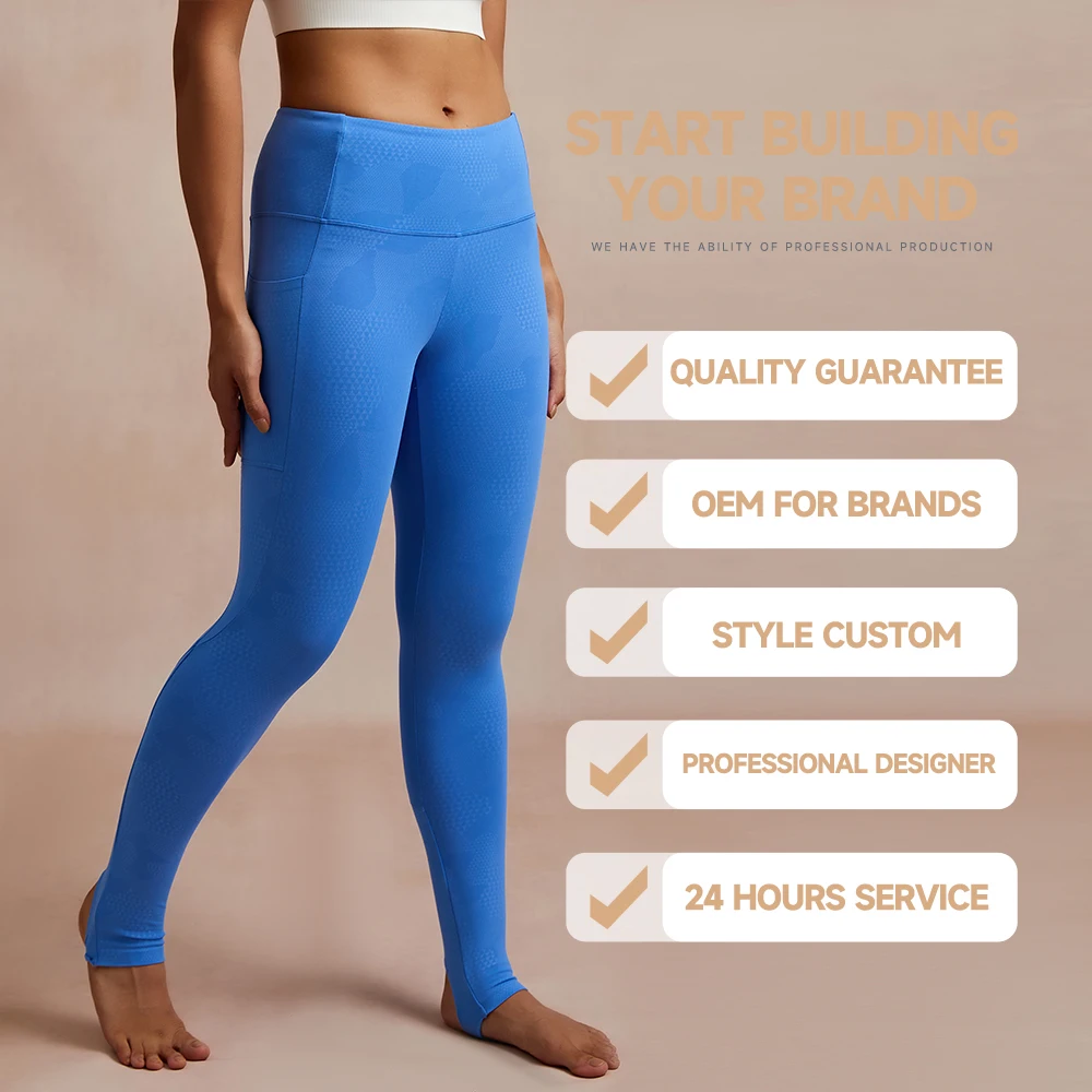 Luckpanther Breathable Women High Waist Step On Embossing Process Leggings Slim Bodybuilding Women Leggings With Pocket