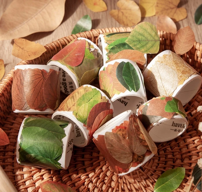 Hot Sales Simulation Leaf Petal-Shaped Vintage Stickers Plant Series Handbills DIY Handbook Diary Decorative Stickers