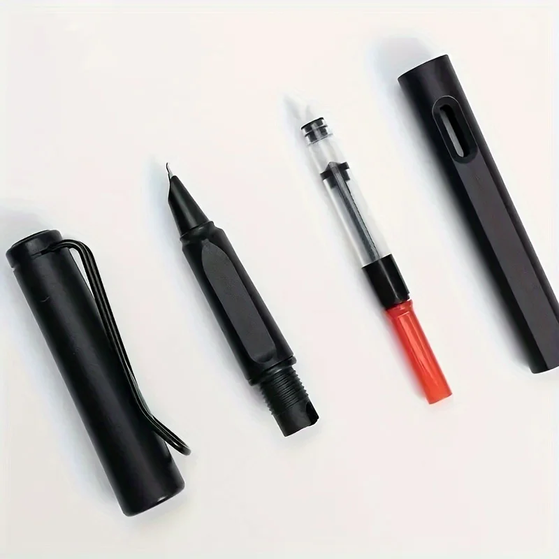 Hot Selling Plastic Shell Fountain Pen Student Gift Ink Absorbing Black Cylinder Fountain Pen