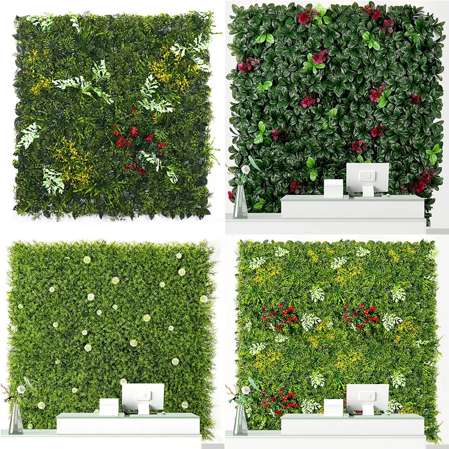 UV Outdoor Fake Grass Hedge Jungle Vertical Plants Wall Artificial Wall Hanging Plant Green Grass Wall for Home Decoration