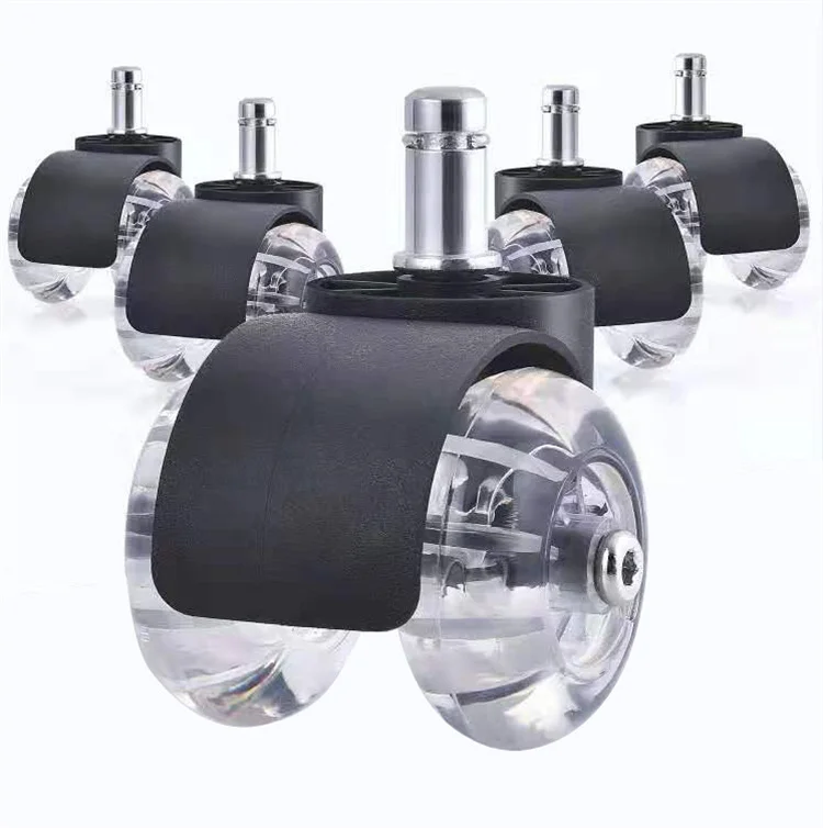 Hot sale furniture office chair caster swivel light weight plastic 2 inch transparent double caster