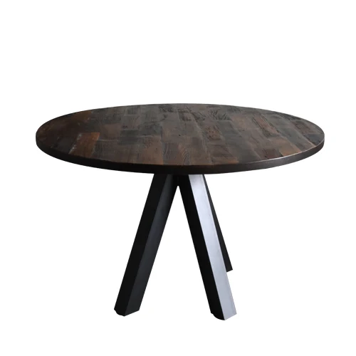 Circle veneered recycle old elm wood slab table top for  restaurant dining coffee