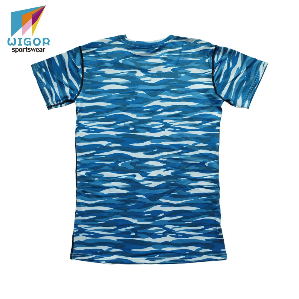 Free design available custom design camo compression shirts slim fitness short sleeve shirts