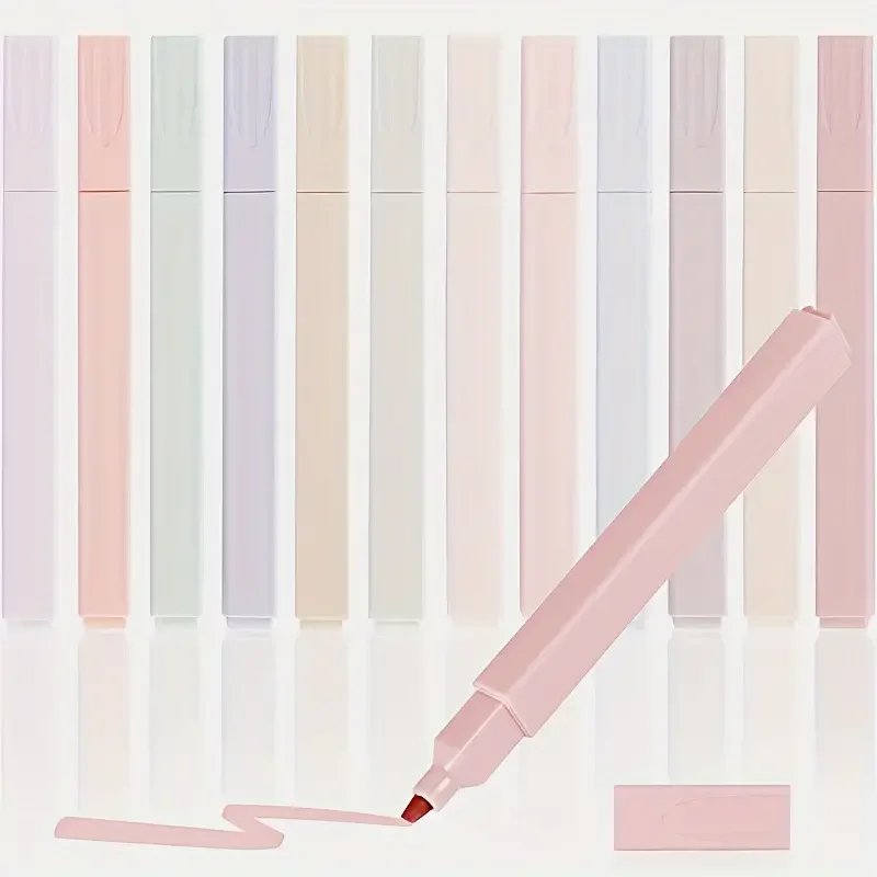 Factory custom 6 12 pcs bible pastel aesthetic highlighter pen set non-toxic no bleed square marker for bible