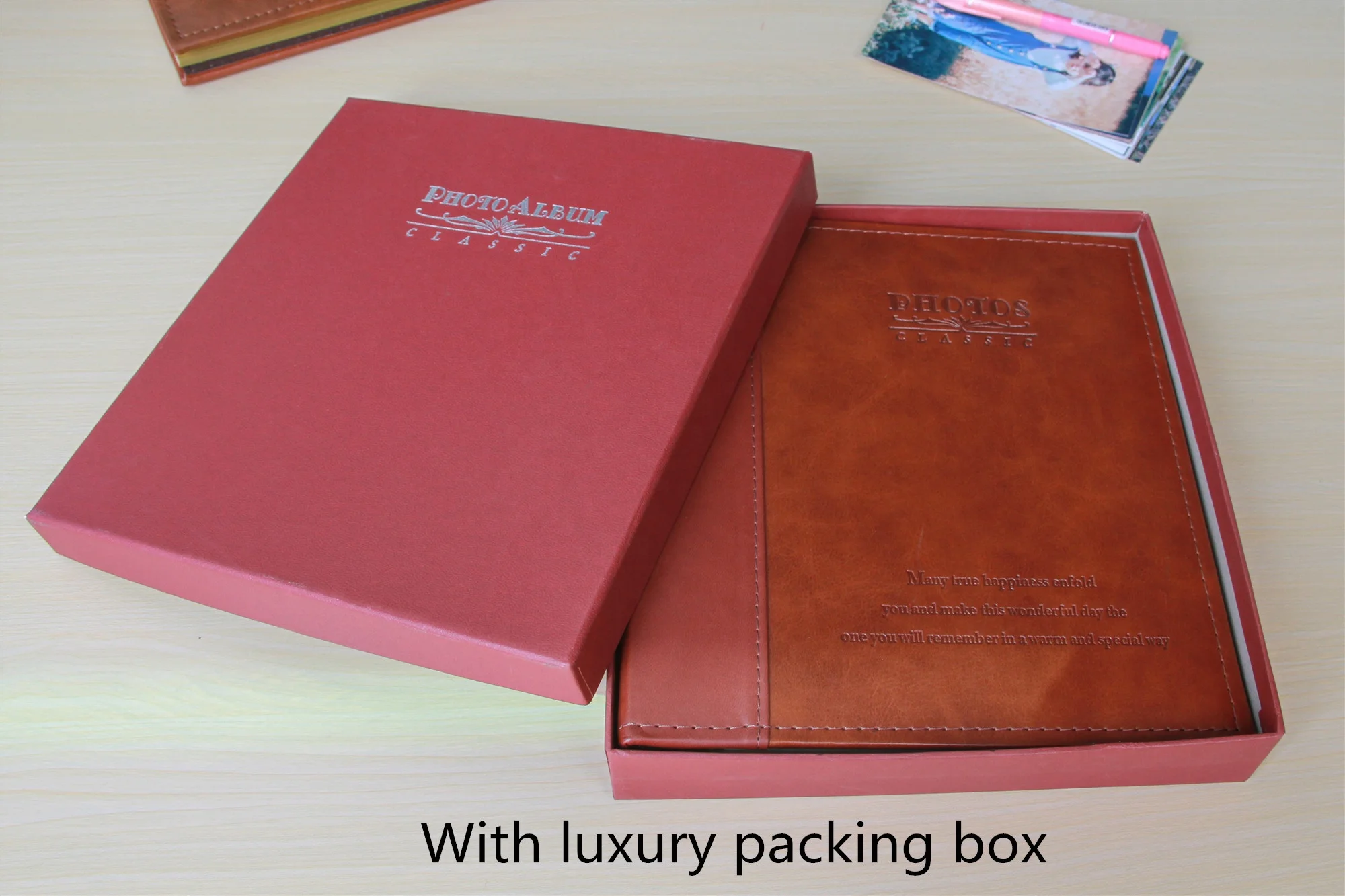 PU Leather cover magnetic sheet photo book  220*240mm Wedding photo album box holds  6x8 scrapbook album photo