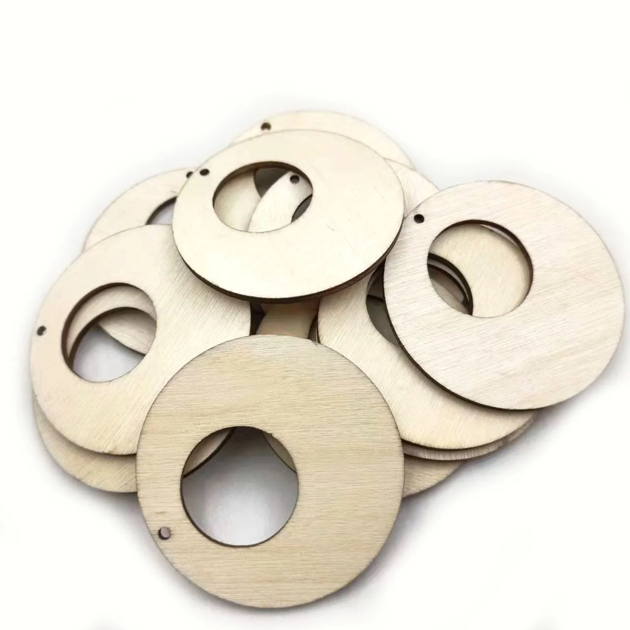 50pcs Wood Earring Pendant hollow round with holes Blank for Earrings Jewelry DIY Craft Making DIY Charms