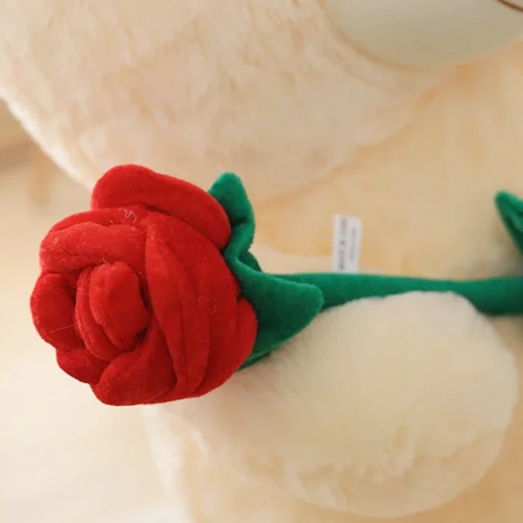 Custom New Creative Multicolor Soft Toys Led Light Glow Holding Rose Teddy Bear Plush Toy With Rose