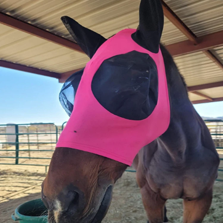 White Horse Fly Control Masks With Long Nose and Ears Horse Fly Mask UV