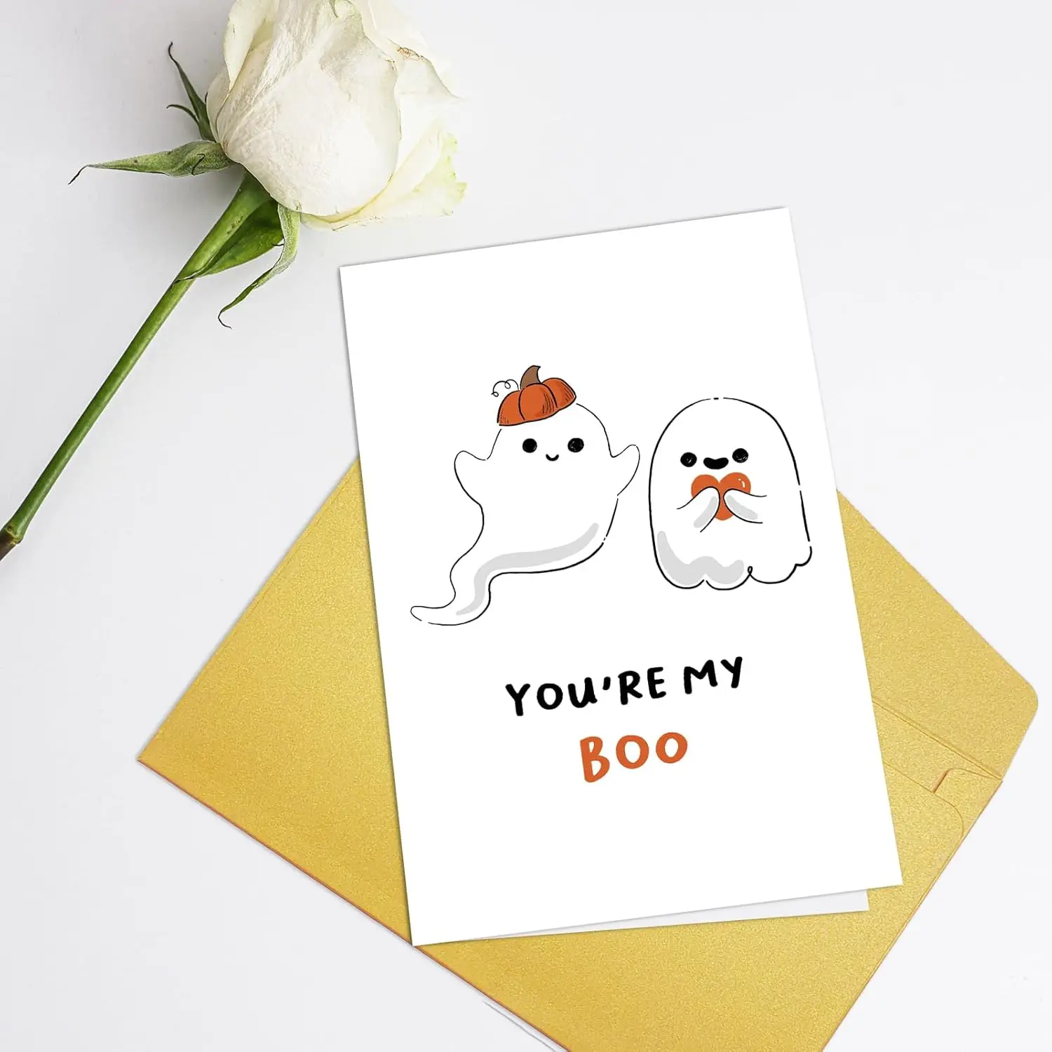 Cute Ghost Anniversary Card for Husband Wife You Are My Boo Halloween Card for Him Her Funny Valentines Day Card