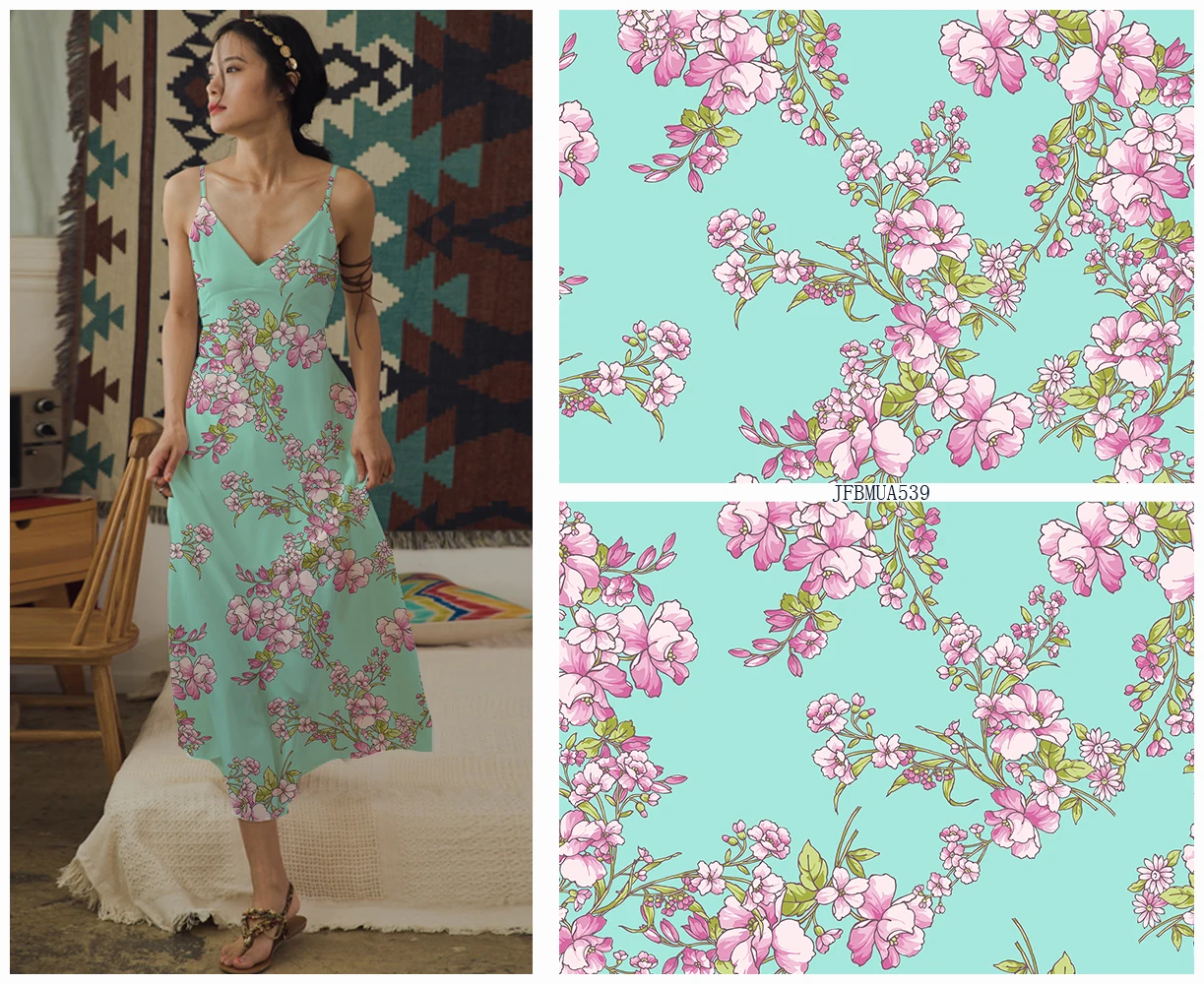  New Fashion 100% Polyester Chiffon Custom Digital Jacquard Printing Fabric For