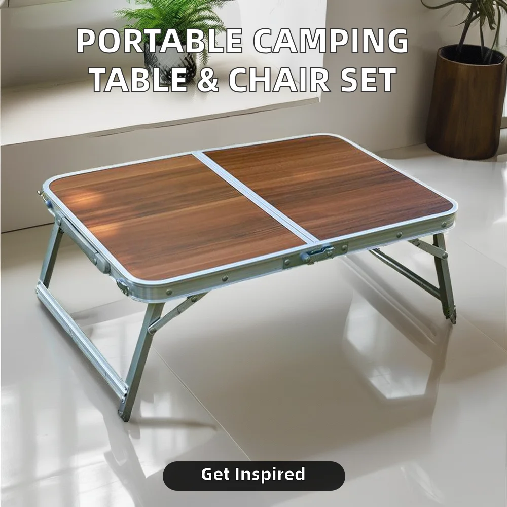 Adjustable Camping Chair and Portable Aluminum Table Solid Wood Outdoor Furniture for Picnics and Laptop Use for School