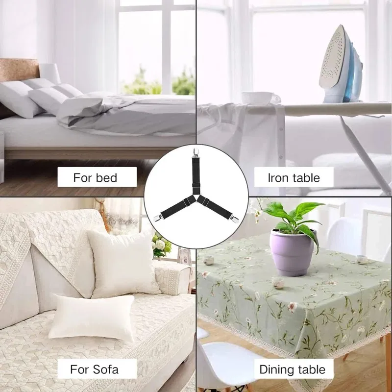 Набор ремней для простыни легко использовать регулируемые эластичные крепежные детали с металлическими зажимами держатели углов зажимы листов