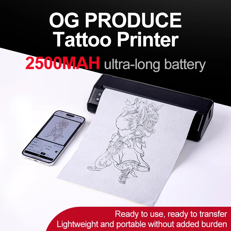 OG PRODUCE Lightweight Wireless Tattoo Transfer Stencil Printer with Android and iOS Phone&Laptop