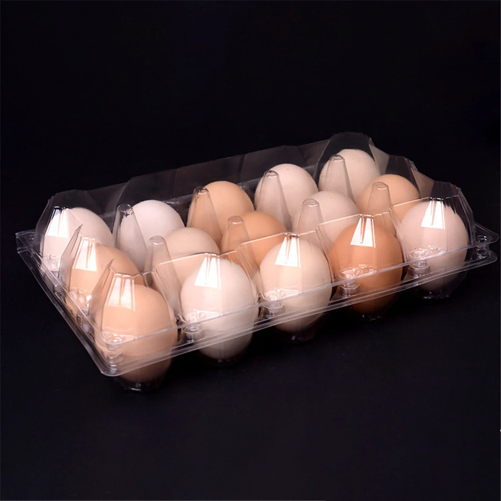 High quality low cost custom egg packaging box disposable 15 hole egg tray clear plastic pet egg blister trays