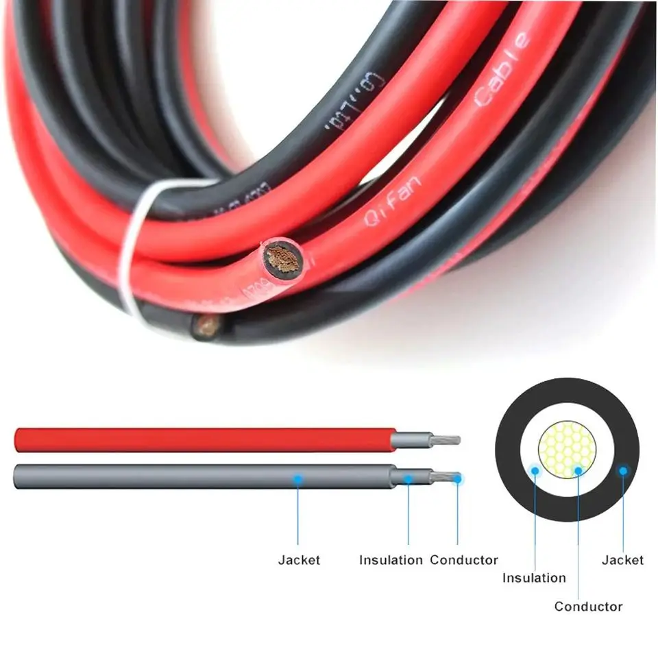 Solar Panel Extension Cable 10/6/4/2.5 mm2 16/14/12/10/8/6AWG DC Wire Copper Core PVC Insulated Electrical Power Cable
