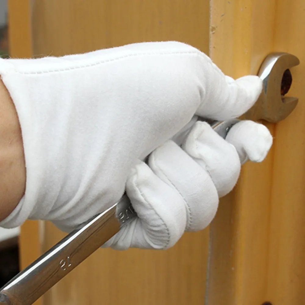 White Inspection 100% Cotton Full Finger Gloves Casual Daily Life Customized Packaging Cotton Gloves