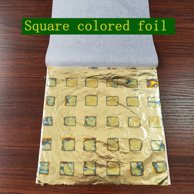 14 *14cm Copper Gold Leaf Foil With Various Patterns Striped Gold Foil Leaf Sheet For Gilding Decoration