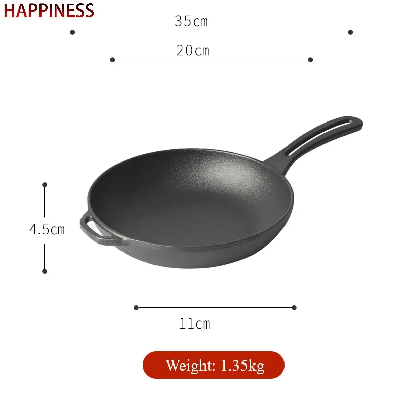 Non Stick Cast Iron 26cm Enamel Skillet Frying Pan With
