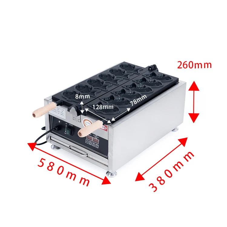 Customized Snack Equipment New 6 Pcs Electric Fish Shaped Taiyaki Waffle Maker Machine Electric Taiyaki Maker Machine