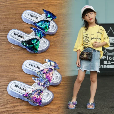 
2020 New Candy Color Thick Bottom Girls Boys Student Big Kids Sandals Slides Children Slippers 