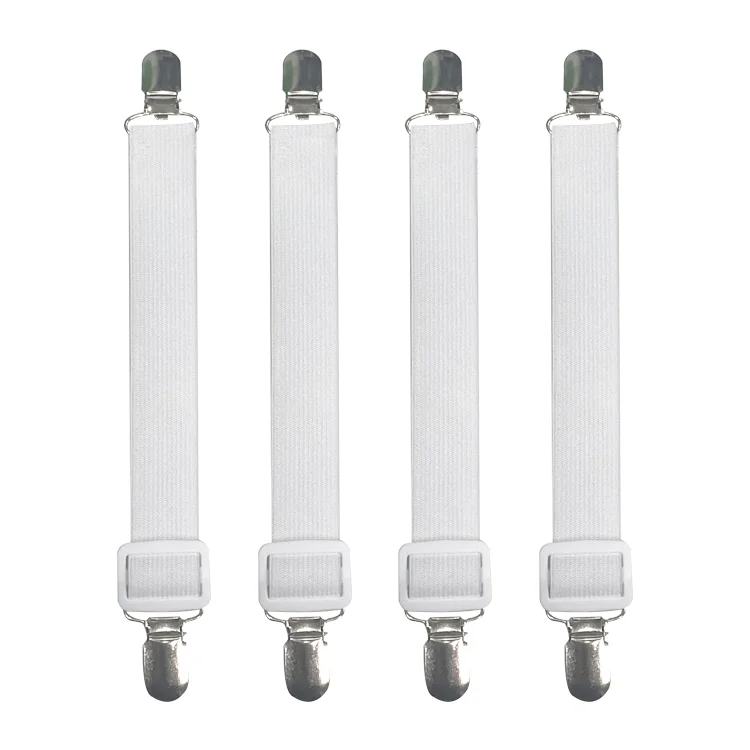 Elastic Grippers Suspenders Bed Sheet Corner Holders Straps Clips Fasteners With Metal Adjusters